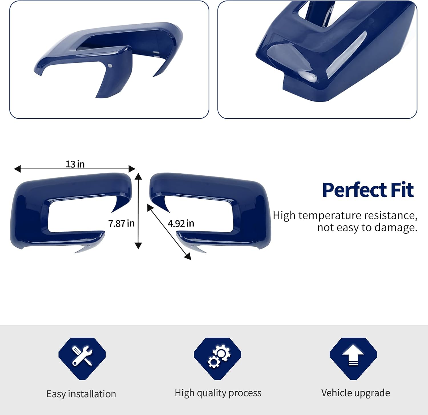 Jimen Fit for Ford F150 2021-2025, 2PCS Exterior Rearview Mirror Caps Cover (Blue)
