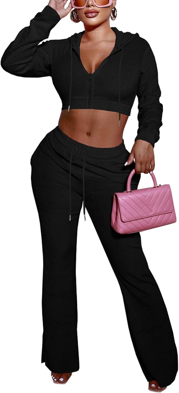 SMSN Womens 2 Piece Velvet Sweatpants Two Piece Outfits for
