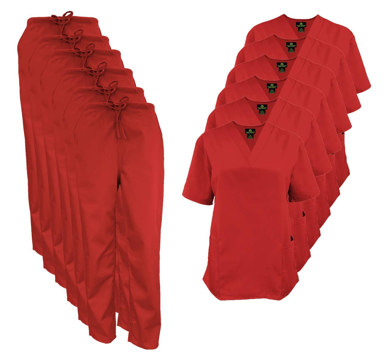 Natural Uniforms Women's Scrub Set Medical Scrub Tops and Pants - Pack of 6 Set