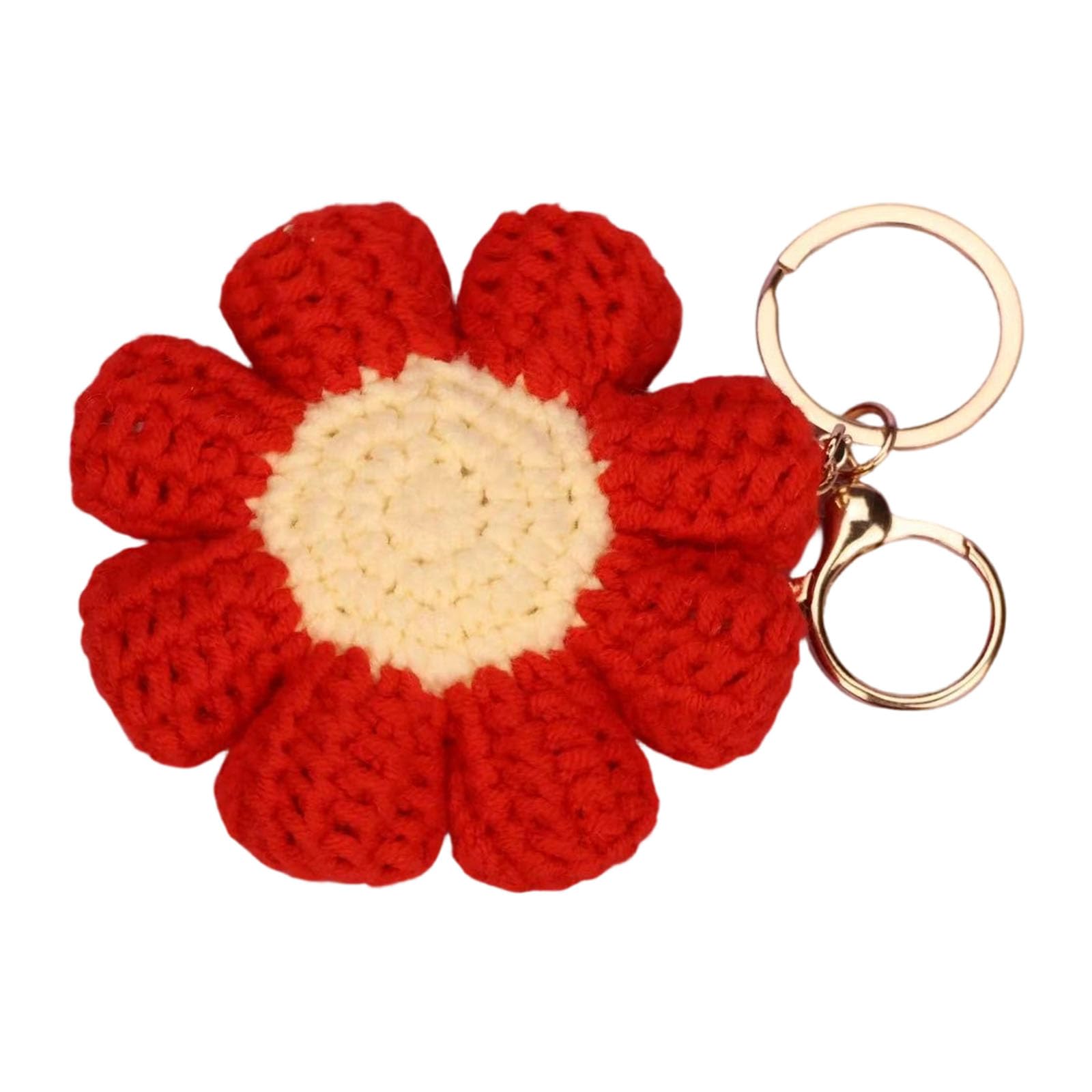 Handwoven Floral Keychain Fashionable Keyring Bag Decor Gift Rings Fashionable Ornaments for Bags Woolen Yarn Thread Keyring