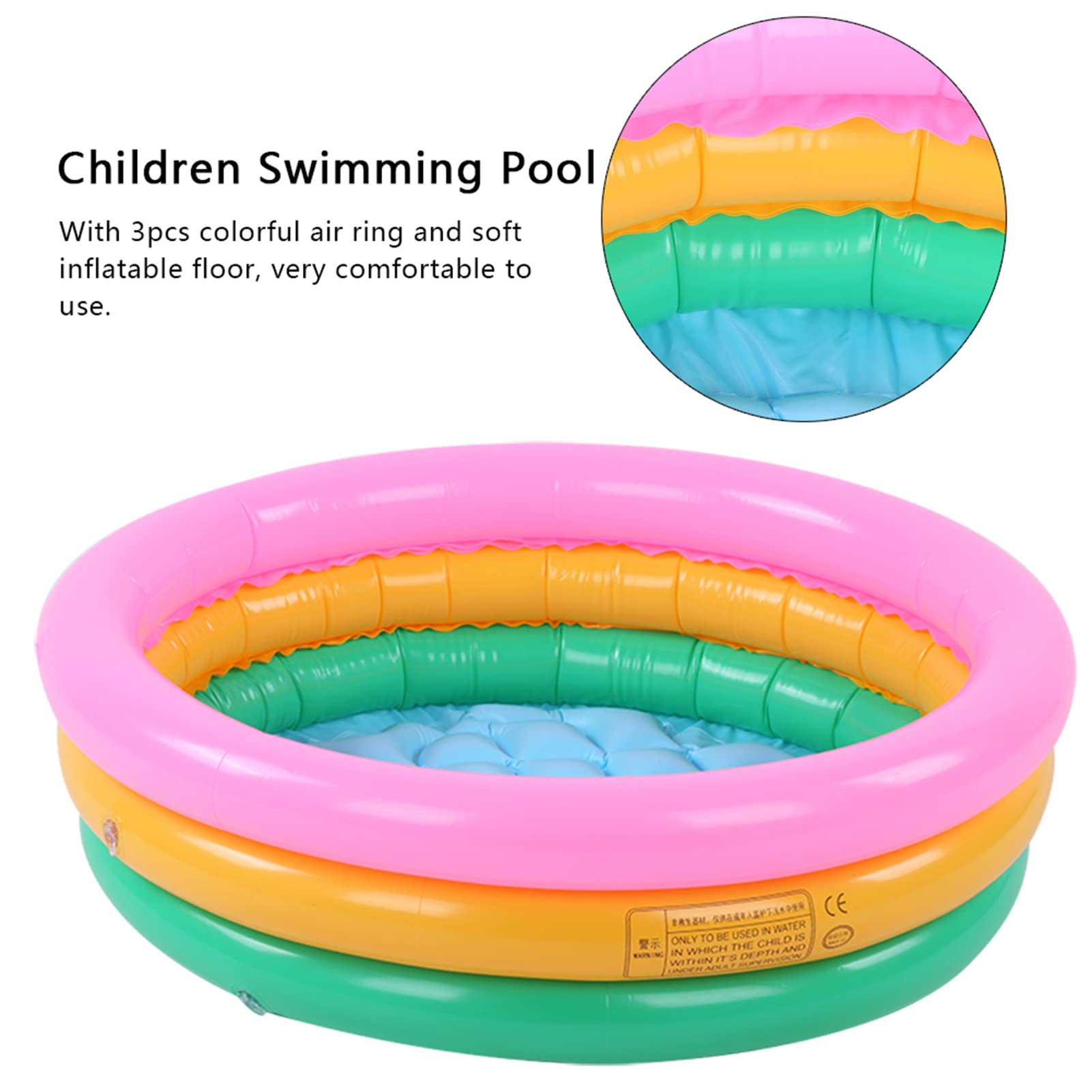 Inflatable Swimming Pool, Round Shape Mini Blow up Pools Bright Color Bathing Tub Soft Basin Pool for Indoor Outdoor Bathroom (L)