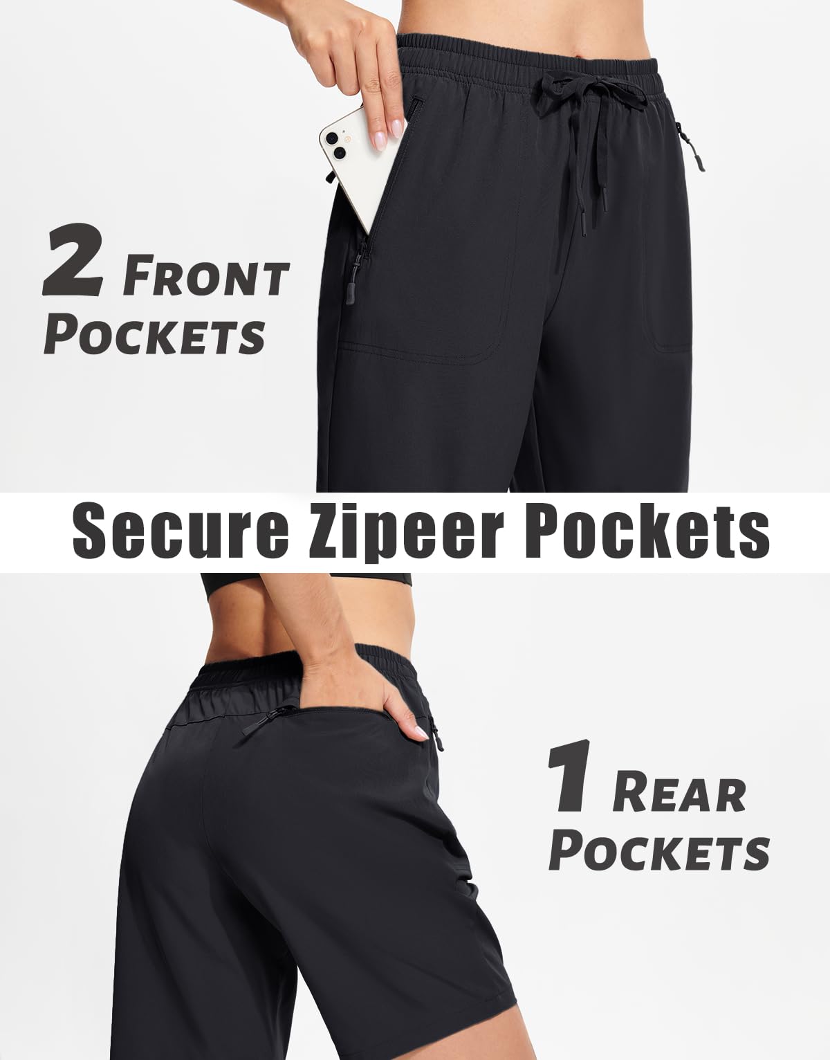 MAGCOMSEN Women's Athletic Shorts Quick Dry 8" Hiking Golf Drawstring Shorts Zipper Pockets Summer Outdoor Water Resistant - 4