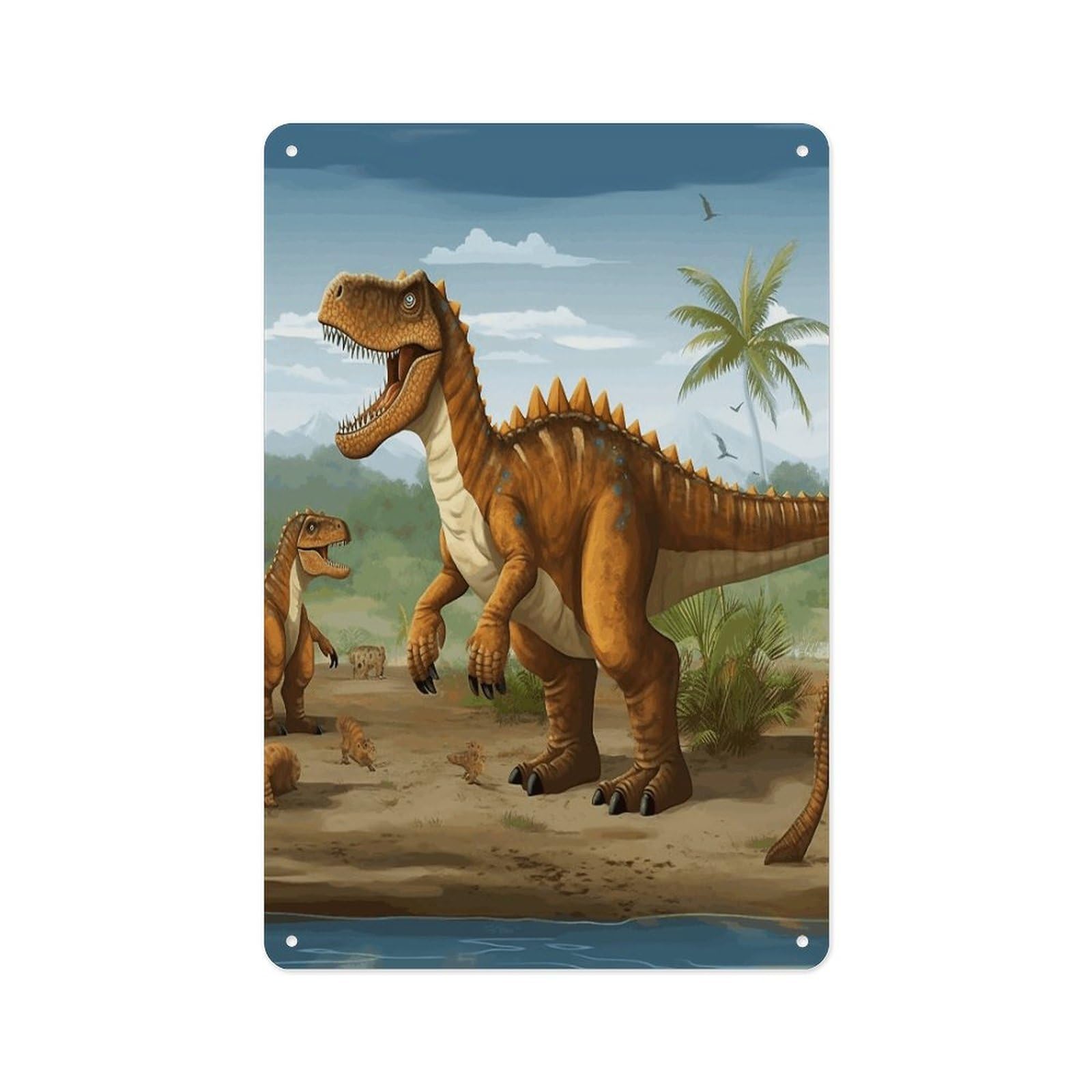 Fekiloot Style Jurassic Period Dinosaur Wall Decor Metal Signs Tin Signs Poster
