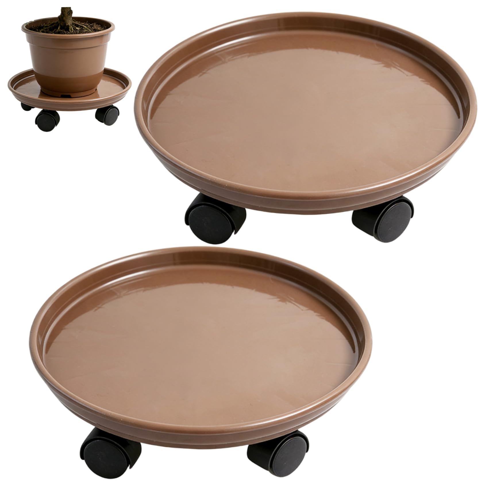 Support à plantes avec roulettes rond soucoupe pour récupérer l'eau pot de fleur 30cm