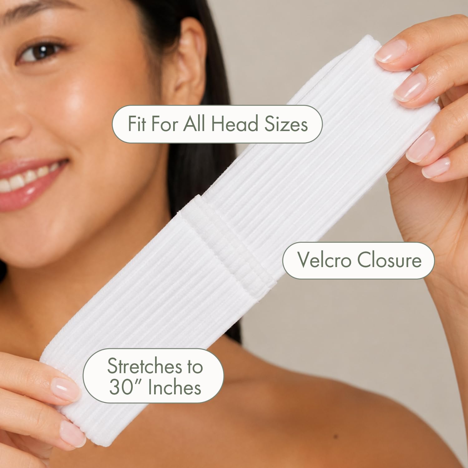 Intrinsics Disposable Cotton Spa Headbands with Velcro, 48 Count