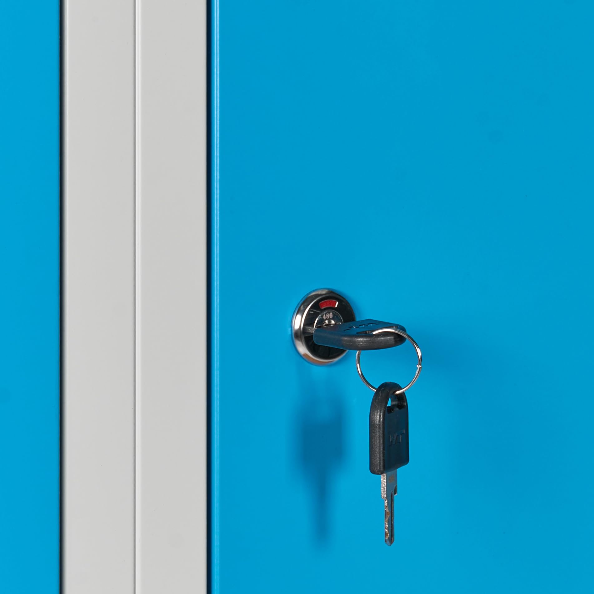 Beliani Viererspind Umkleideschrank 4-türig mit Sitzbank Metall grau/blau abschließbar Athlete