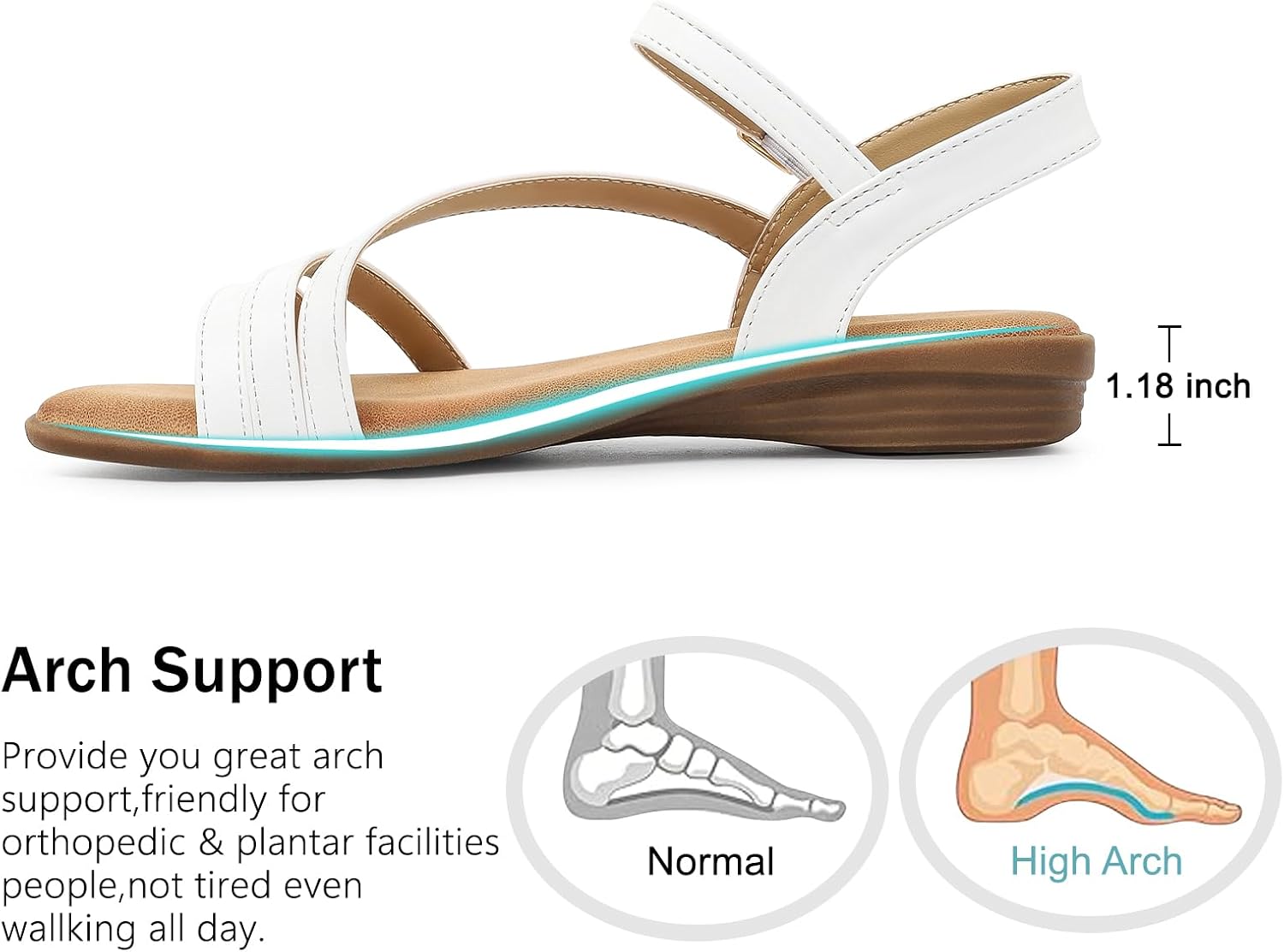 Flat Sandals For Women Dressy: Comfortable Strappy Sandal Ankle Buckle Open Toe Summer Beach Walking Vacation Daily Wear Size 5-10.5