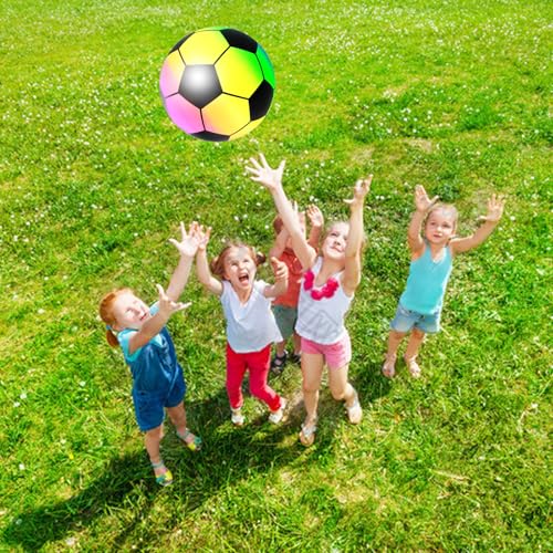 PcvGef Bälle Für Kinder, 3 Stück Regenbogen Fußball Set, Gummiball, Fussball Kinder, 23cm, Ideal Für Strandparty, Familien Outdoor Spiele