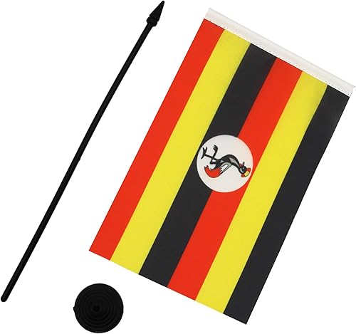 Miniatura 271 de Bandera de mesa Sierra Leona de 5 x 8 pulgadas, bandera de escritorio de Sierra Leona, 8.3 x 5.5 in, barra y base de plástico negro AZ FLAG