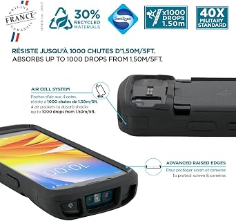 MOBILIS Rugged Case for Zebra TC53 TC58 FR55 Mobile Computer, Shockproof Military Grade Drop Protection, Cover Compatible Trigger Handle & Charging Accessories, Recycled Materials