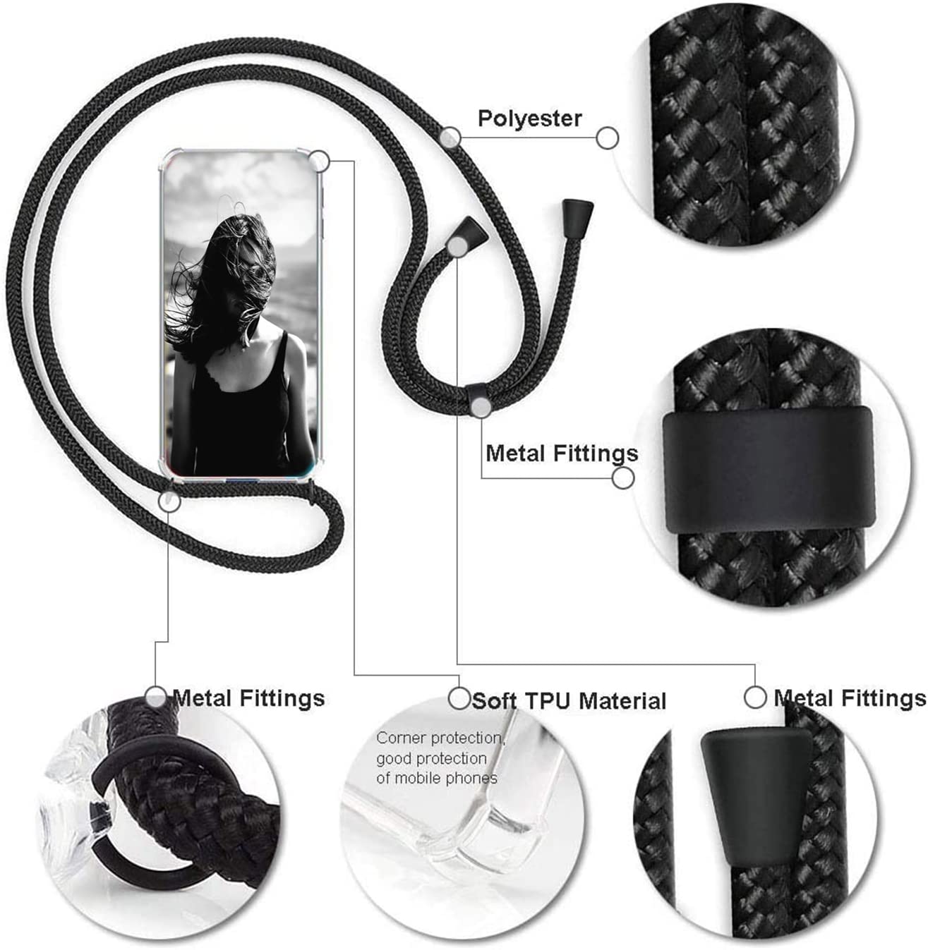 Custodia Girocollo Con Tracolla Per Motorola Moto Edge 40 Neo – Silicone TPU Trasparente – Antiurto E Pratica