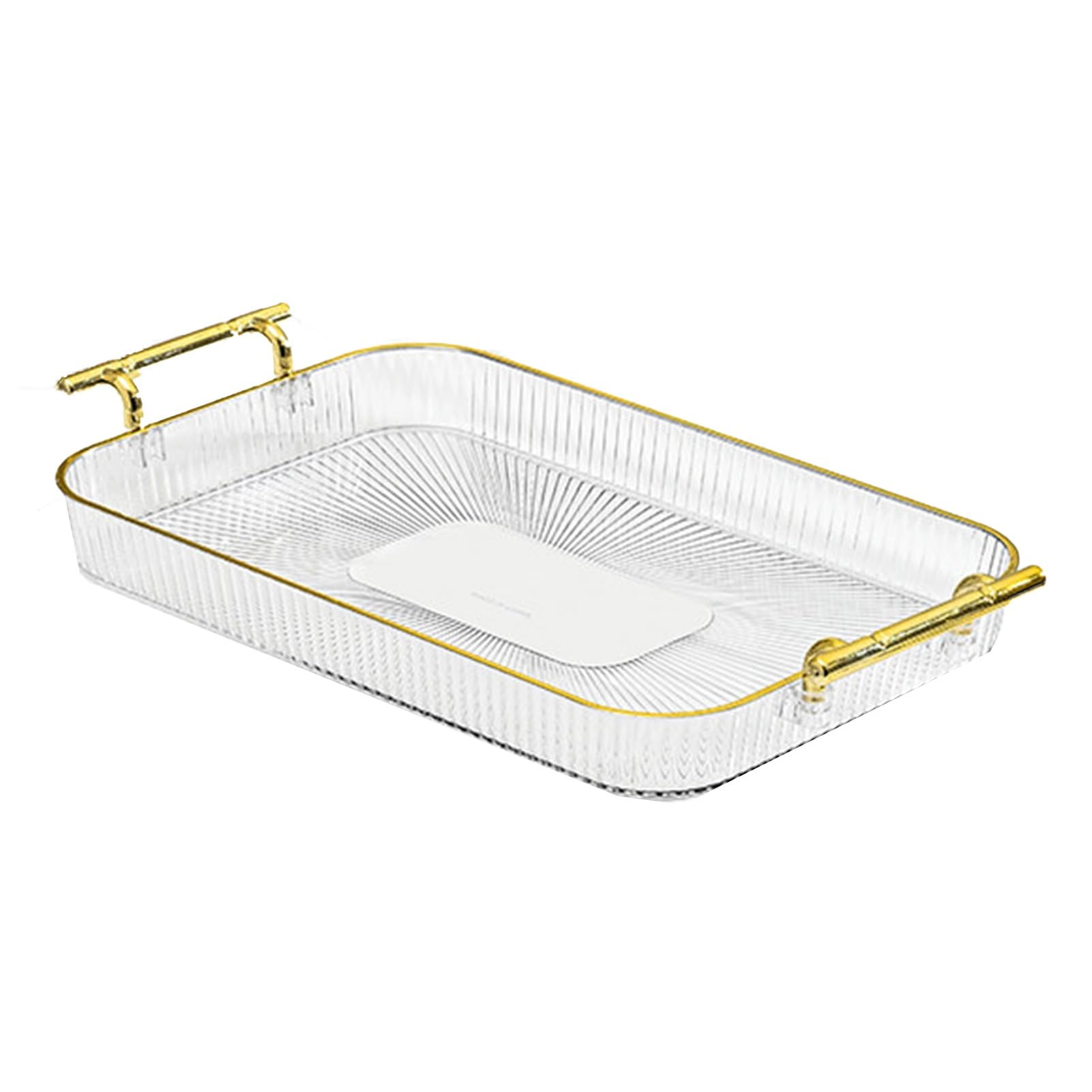Xcsdew Color1 Plastic Tray,Rectangular Decorative Storage Box,Household Fruit,Gold-Plated Openwork Handle,Suitable For Coffee Shops(Color1)