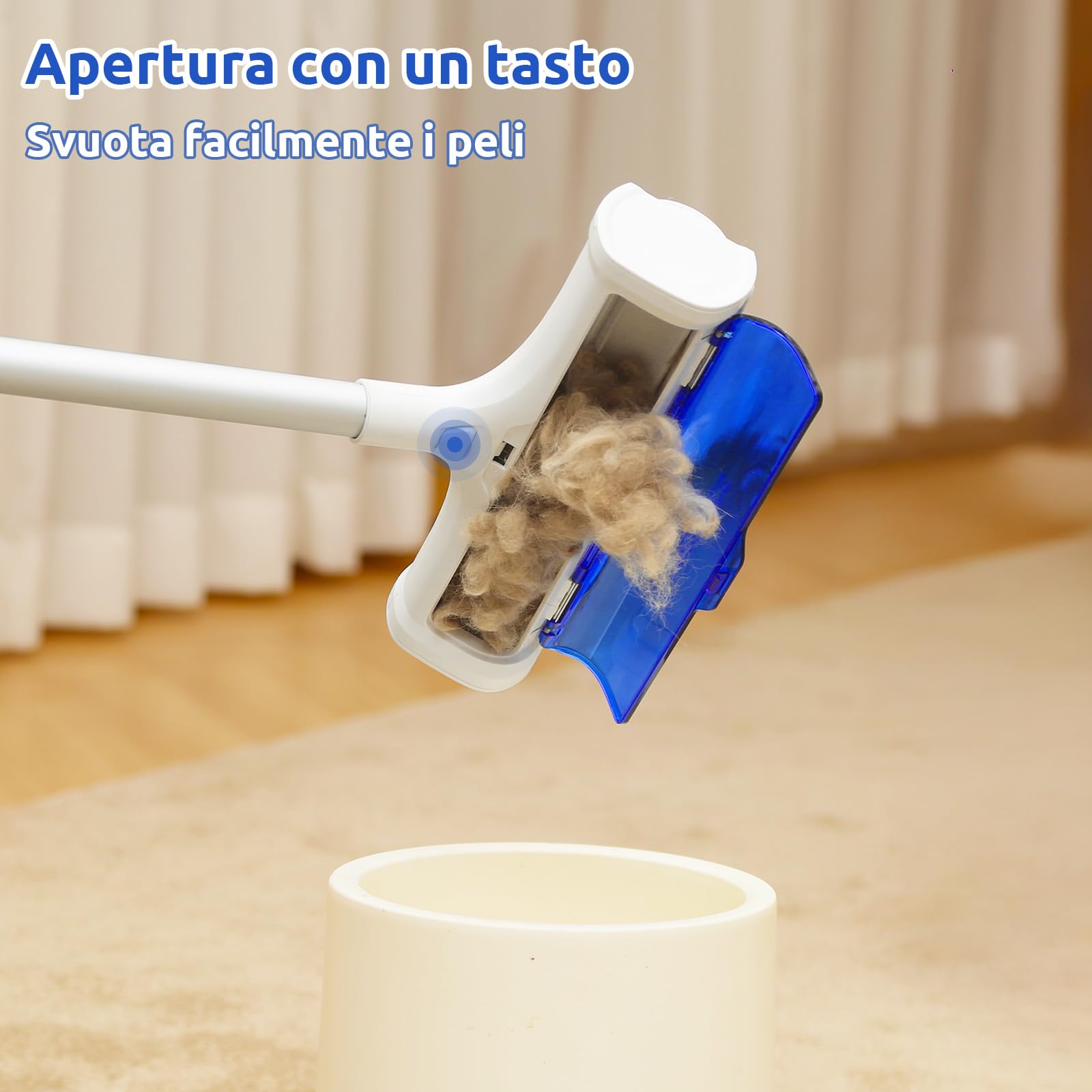 ACE2ACE A3 PRO Spazzola Peli Animali da Tappeti, Spazzatrice Autopulente a Raccolta Autonoma, Spazzola per Tappeti con Manico Lungo 1.5m per Rimuovere Peli di Cane e Gatto da Moquette e Stuoie, Blu