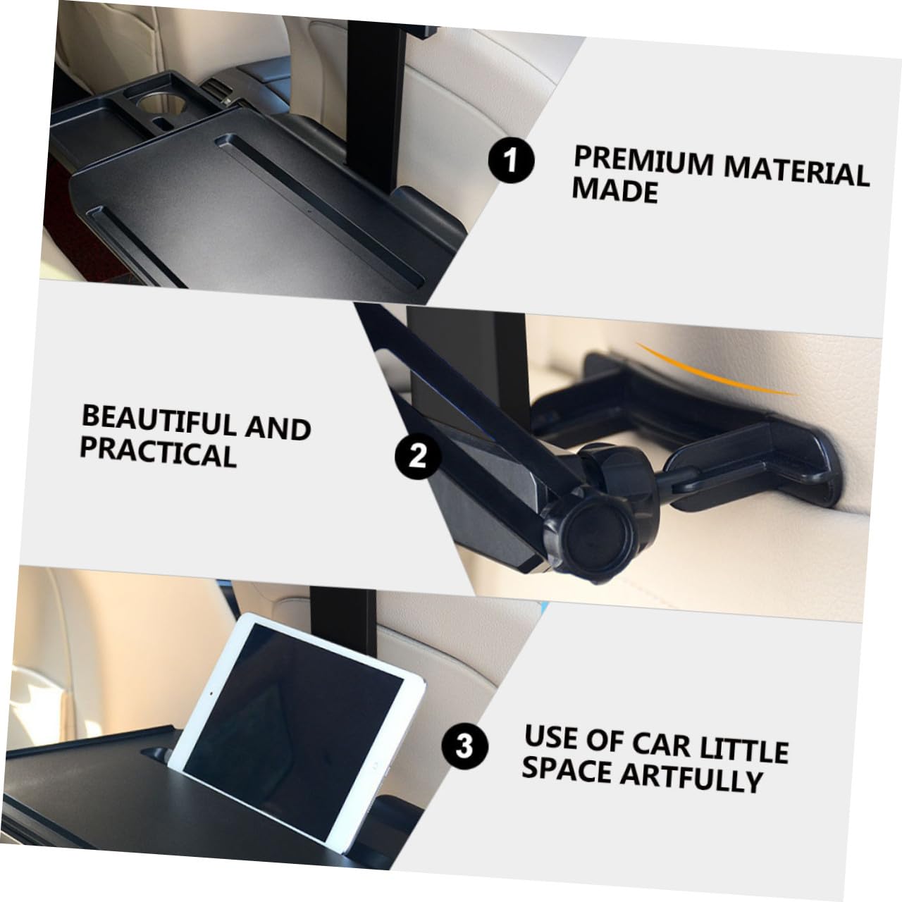 Alipis Faltbarer Getränkehalter und Klapptisch für Autositz aus Abs Aluminiumlegierung Praktischer Auto Getränkehalter mit Sauberem Design für Lange Fahrten im Auto