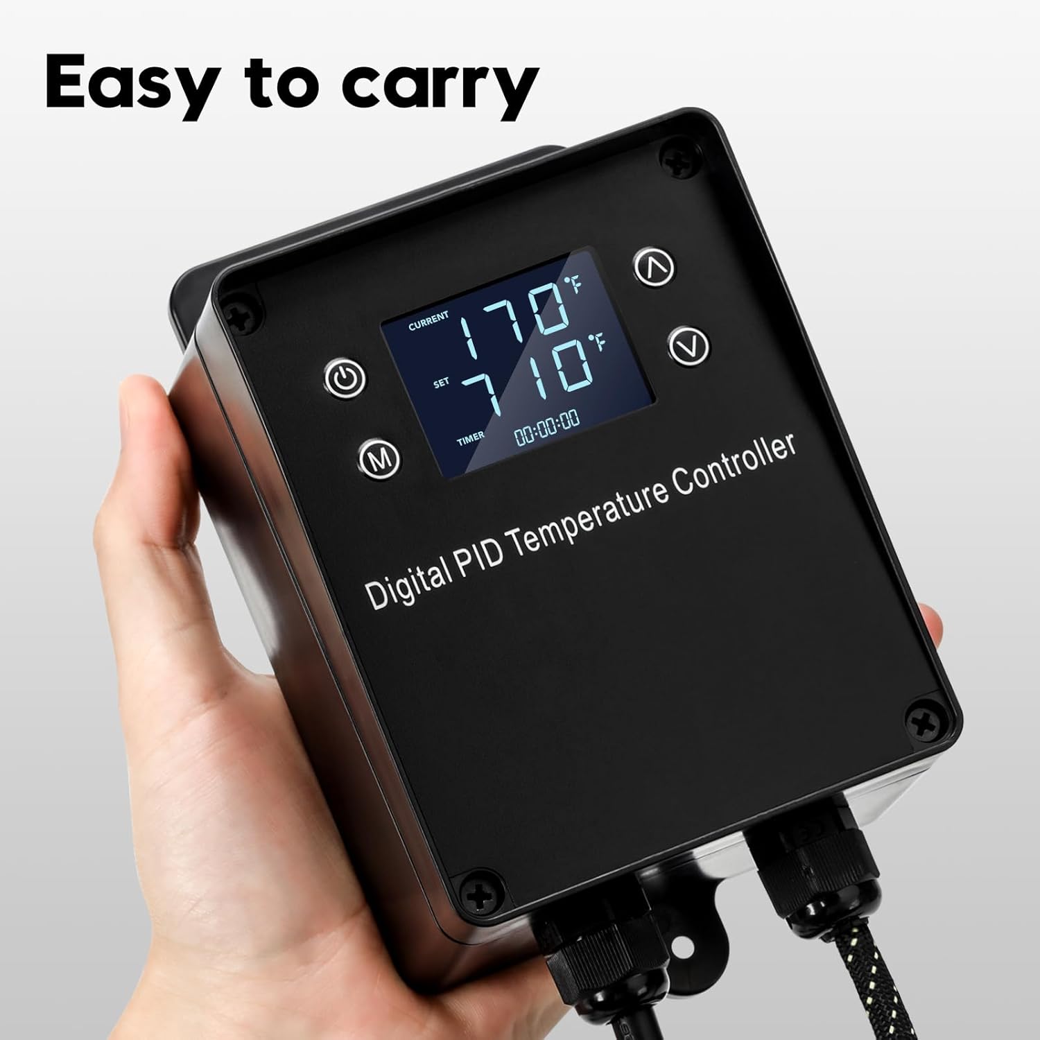 Digital Temperature Controller with LCD Display, Easy to Use,Black, 110V