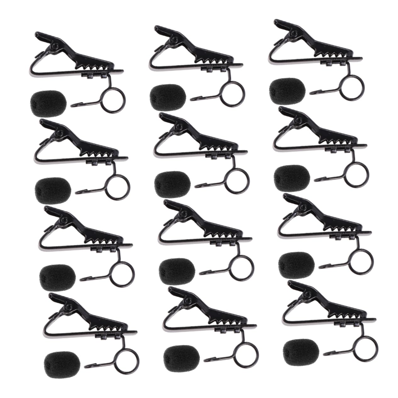 Generic 3 Sätze Reversmikrofonclip Mini-revers-lavaliermikrofon Für Videokonferenzen Online-karaoke Schwarze Metallklammer Schwammabdeckung 24 Stück * 3