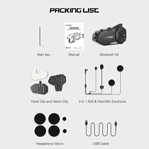 Miniatura 22 de FreedConn Casco de motocicleta Auriculares Bluetooth L1M Casco Auriculares Altavoces Impermeable Auriculares Deportivos de Motocicleta Altavoces