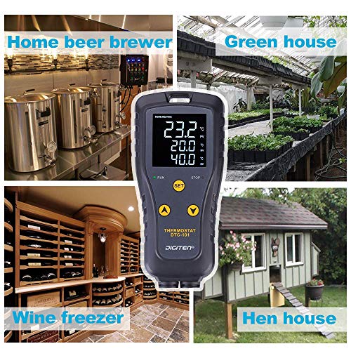 Digiten Temperature Controller Heat Mat Thermostat Outlet Dtc101 Temperature Controlled Outlet Greenhouse Thermostat Aquarium Temperature Controller Reptile Thermostat Heating Cooling Mode 110V 10A #TOP5