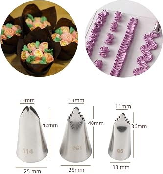 #95, #951, #114 Leaf Piping Tip Set for Delicate Leaf Details, Floral Designs, and Elegant Cake Borders