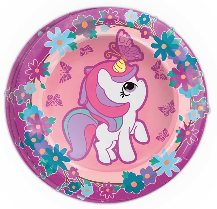 Assiettes en carton licorne multicolore 23 cm Guirca vaisselle fête