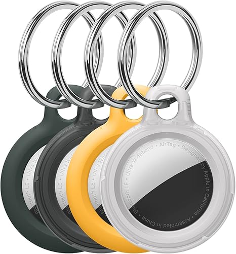 frtma airtag keychain for airtags key finder locator tracker airtags case with anti lost key ring 4 pack