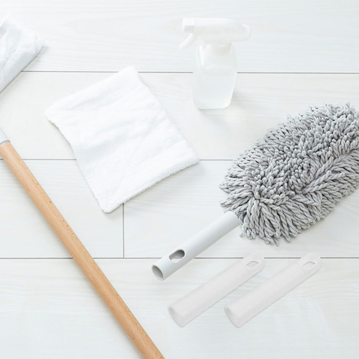 Ciieeo 4pcs Slip-Resistant Plastic Mop Handle Replacement Grip Detachable Cap for Home Cleaning and Commercial Spaces, Sturdy White Mop Handle Accessory