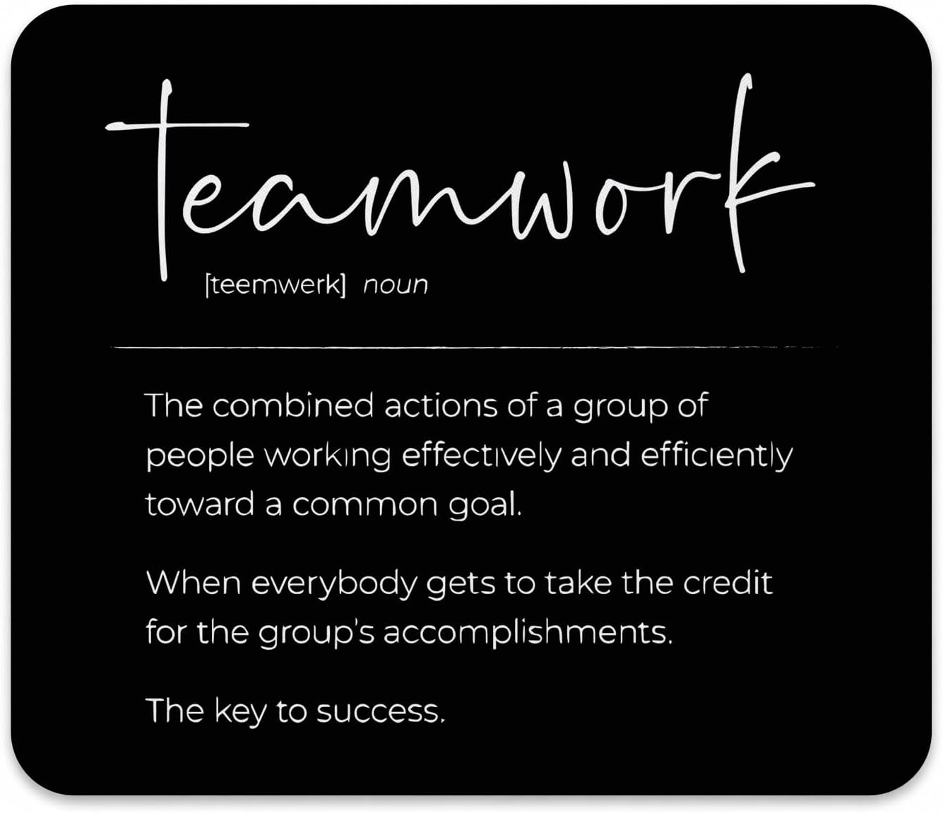 QIYUHOY Teamwork Definition Black Square Mouse Pad, 9.5x7.9 Inch