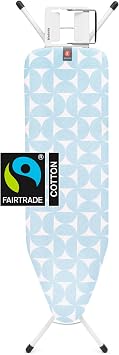 Brabantia Comfort Ironing Board with Left/Right Adjustable Steam Iron Rest | Medium Size B | Fairtrade Fresh Breeze Cover | Adjustable Height 27-38", Easy Fold, Anti-Collapse Lock, Non-Slip Feet
