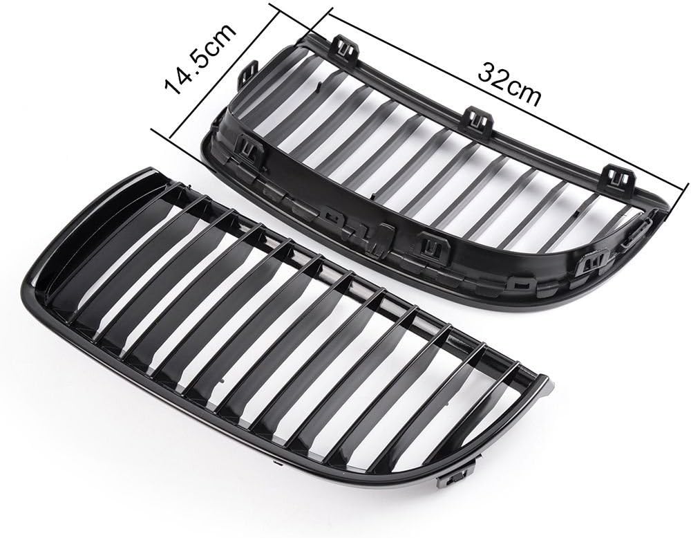 GSRECY E90 Front Grille, Gloss Black Bumper Kidney Grill Compatible with BMW 3 Series E90 E91 Sedan Wagon 2005-2008