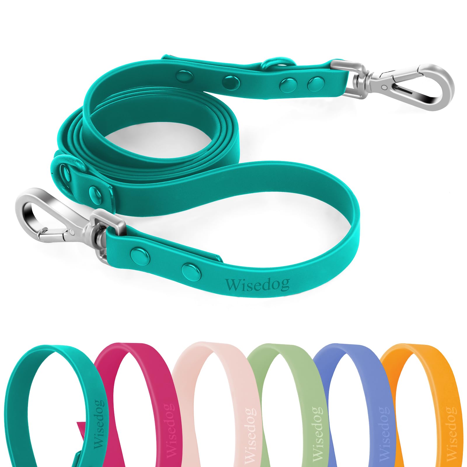 Laisse imperméable pour chien Wisedog réglable de 1,5m à 1,8m en vert