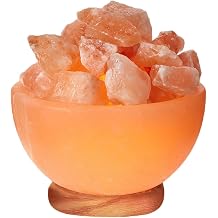 Himalayan Glow 1326 Natural Pink Salt Bowl Night Lamp with Crystal Salt Chunks