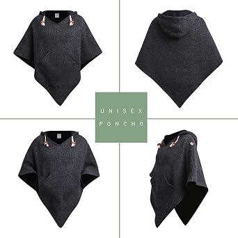 virblatt - Poncho Men & Women | Wool & Fleece | Unisex Hooded Winter Poncho