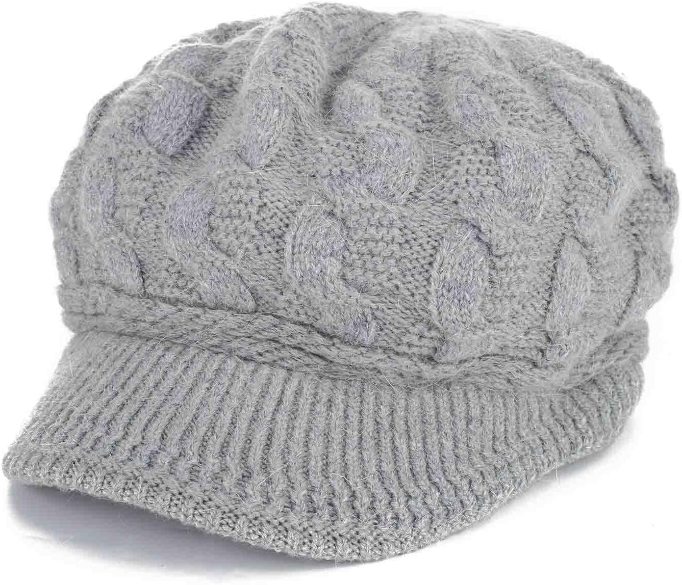 Winter Hats Knitted Beanie Hat with Visor Slouchy Skull Hat Warm Beanie Cap Headwear for Women - Image 2
