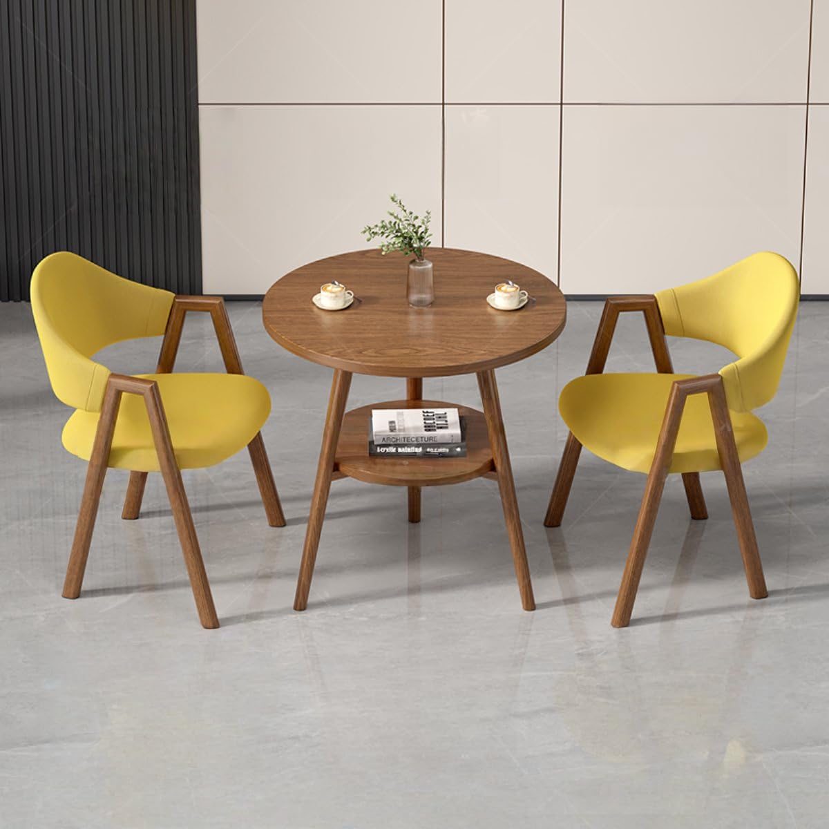 Round Reception Desk and Chair Set, Office Conference Table &amp; Chairs, Business Coffee Dining Table Set for Small Space Reception Room, Lounge, Conference Room