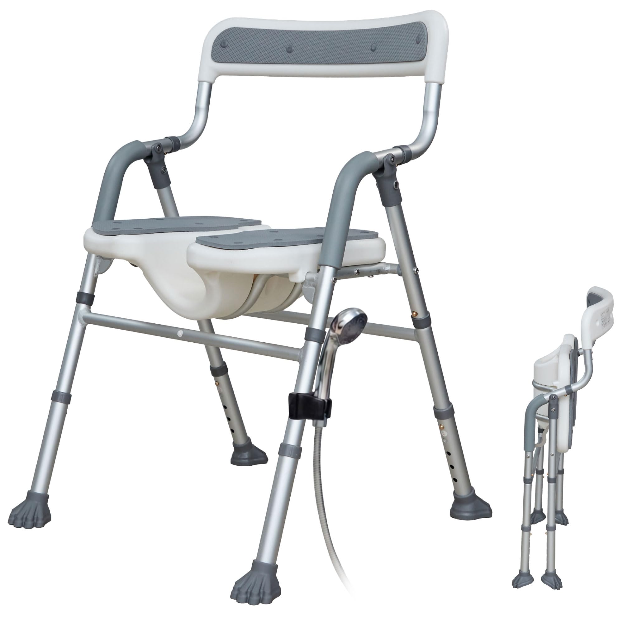 Sedia Doccia Anziani e Disabili, Sedia per Doccia e Sedia da Doccia Pieghevole, Seggiolino Doccia, Sedile per Doccia, Sgabello Doccia Regolabile con Schienale, 100 kg