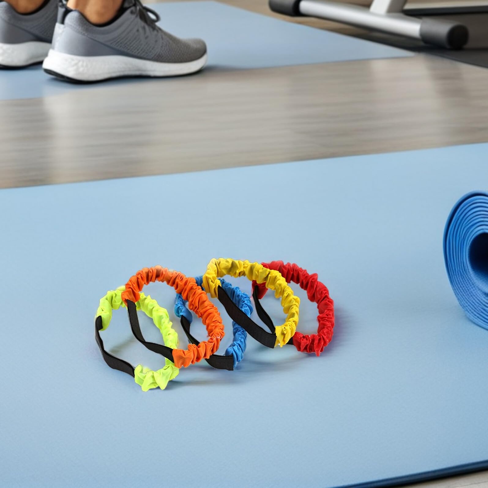 15 Bandas Elásticas para Juego de Tres Piernas Correas Coloridas para Juegos de Relevos al Aire Libre Set de 15 Piezas Rojo Amarillo Azul Verde Naranja para Fiestas y