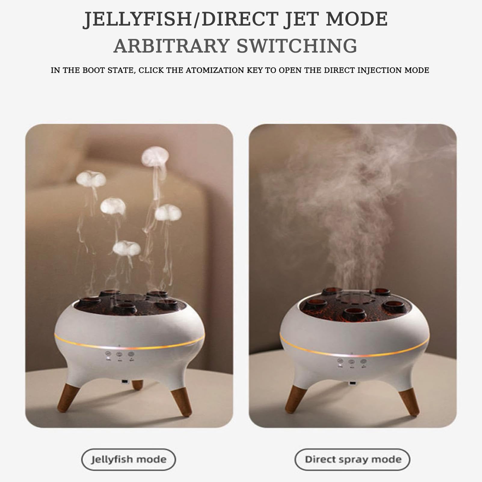 Nawilżacz Z Dyfuzorem Do Aromaterapii 250 Ml Z Olejkami Eterycznymi - Jellyfish Mist Ring Design, 7-kolorowa Dioda Led I 2 Tryby Mgły, Automatyczne Wyłączanie Do Sypialni, Dużego Pokoju