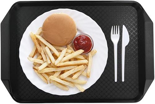 Miniatura 6 de Morcte 6 bandejas de plástico para servir comida rápida, 16.73 x 11.73 pulgadas