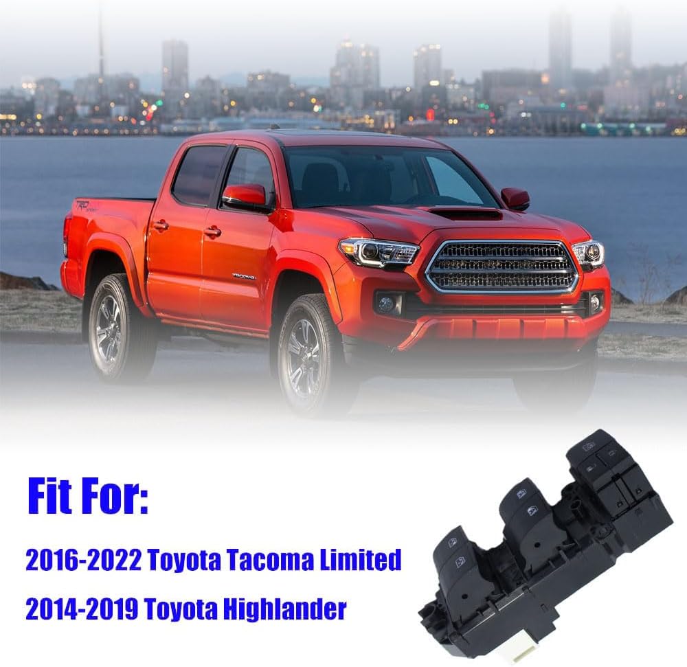 Front Left Driver Side Master Power Window Switch 84820-0E020 Compatible with Toyota Tacoma Highlander 2014-2021, Power Window Switch Button Fit for Highlander 2014-2021 Replaces# 848200E020