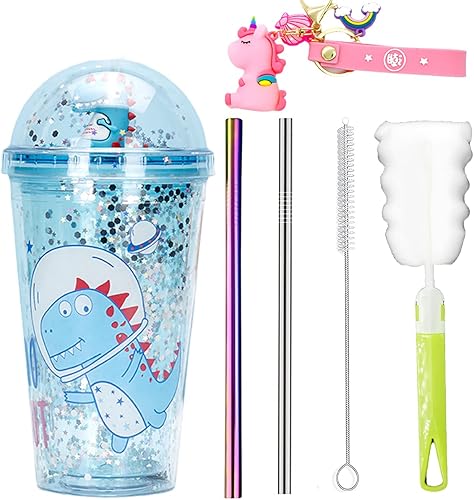 Vasos de unicornio con pajita para fiestas infantiles, vasos de viaje, tazas de café helado, vaso de plástico reutilizable, botella de agua Gfit