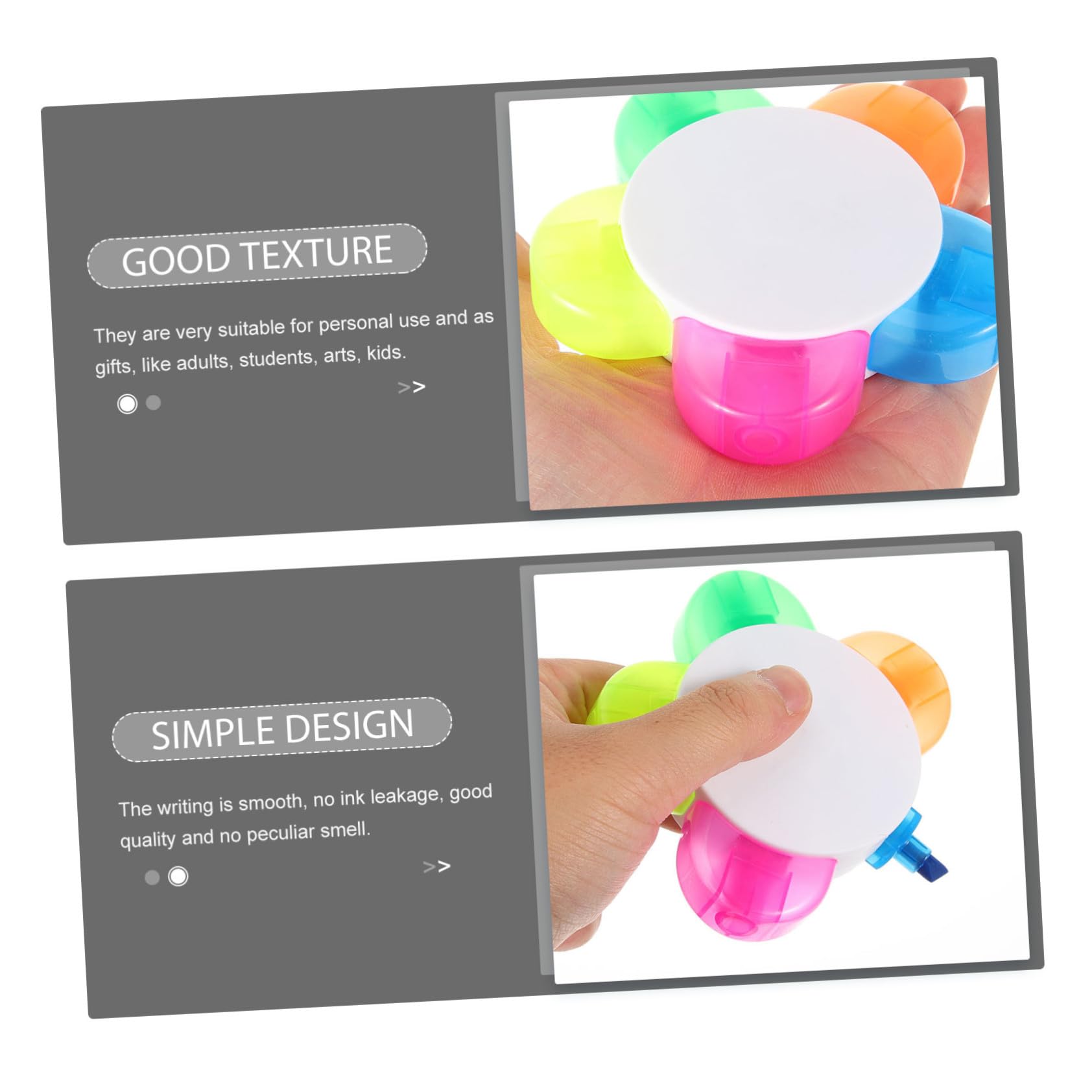 10 Stück Teiliges Petal-form Textmarker Fluoreszierende Marker mit Hoher Leuchtkraft Kompakte für Notizen Buchlesen DIY Basteln Planer und Scrapbooking