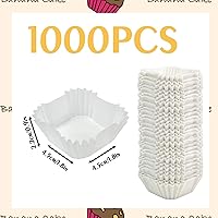 Vista 2 de YEXEXINM 1000 Pcs Square Cupcake Liners Disposable Craft White Baking Cups，Square Baking Cups for Baking，Pan Liners Paper Baking Cup for Cupcakes