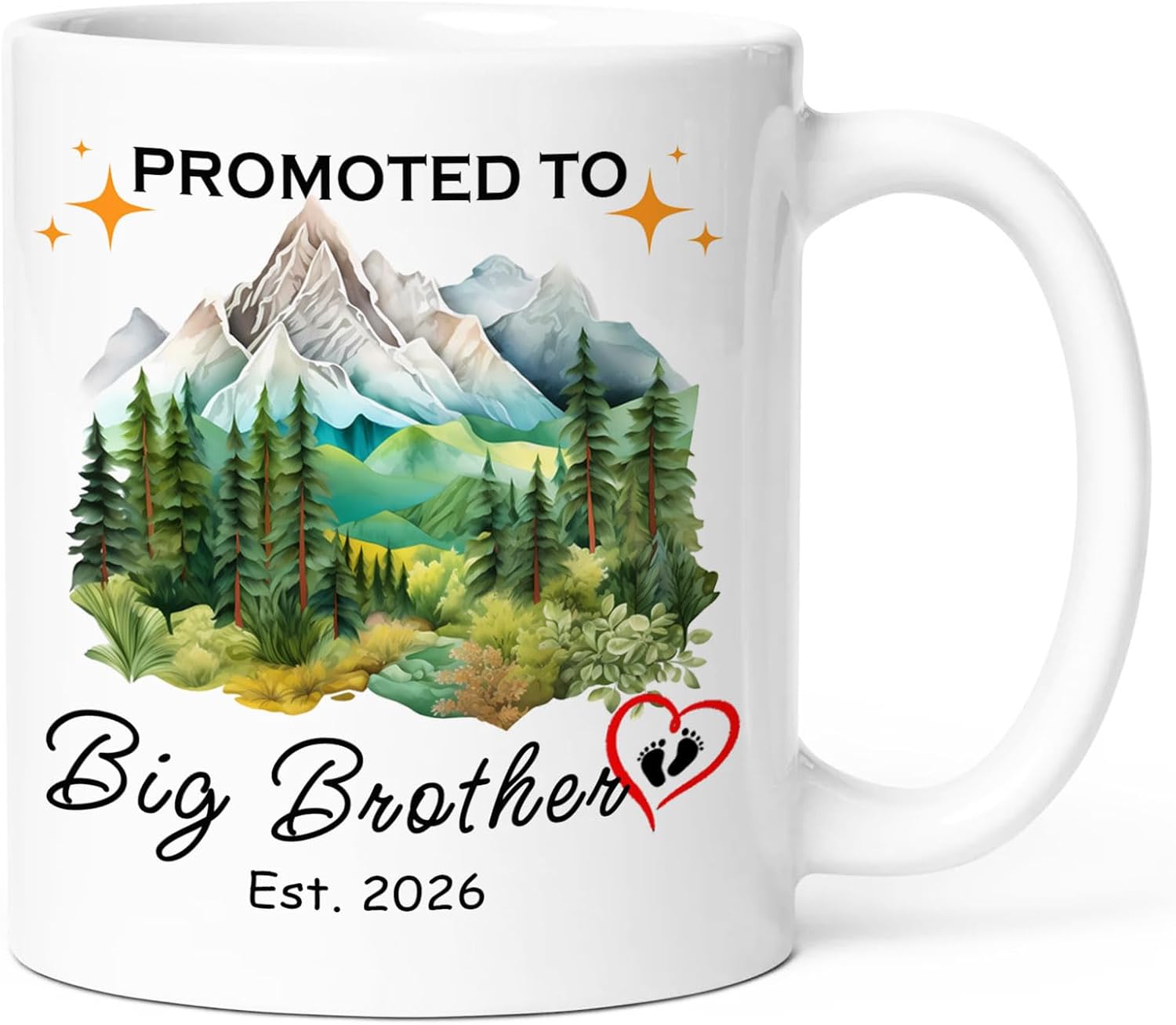 Promoted to Big Brother Gifts Est 2026, New Baby Announcement Gift Ceramic Coffee M...