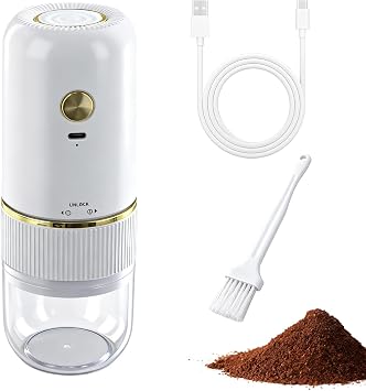 Elektrische Kaffeem hle mit Keramikmahlwerk   Tragbare Espressom hle USB-aufladbar 1200mAh   Einstellbarer Mahlgrad f r Kaffeebohnen & Gew rze   Kompakte Gew rzm hle f r Camping B ro & Home Office