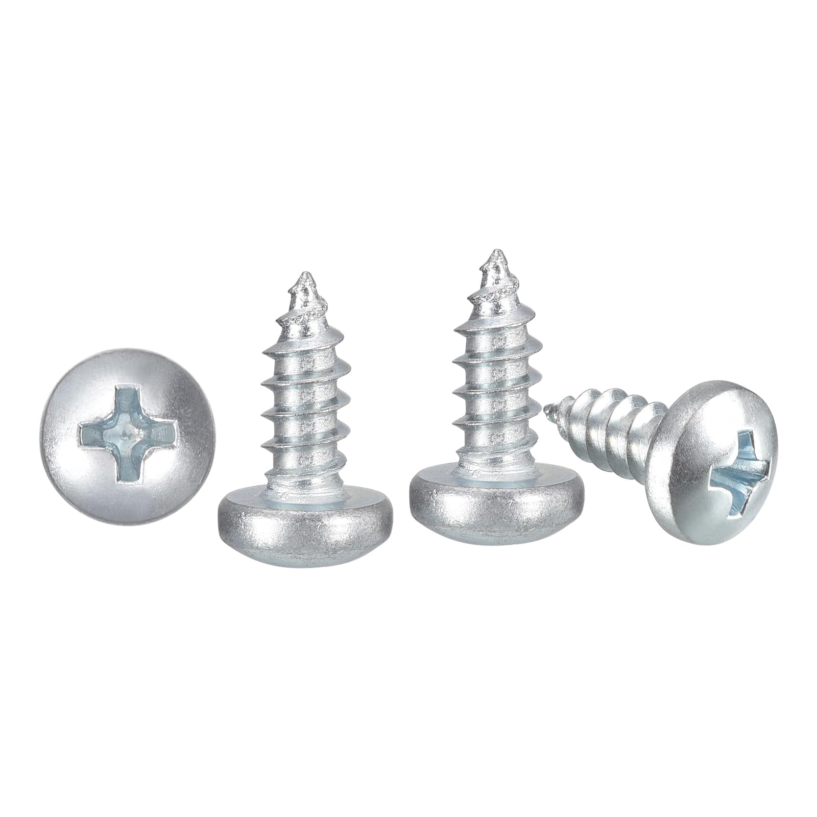 METALLIXITY Phillips Pan Head Self Tapping Screws(#10x3/8") 100Pcs, Carbon Steel Self Drilling Screw for Metal Wood Plastic, for Cabinet Wall Shutter Plate Rock Furniture, Silver โ image 1
