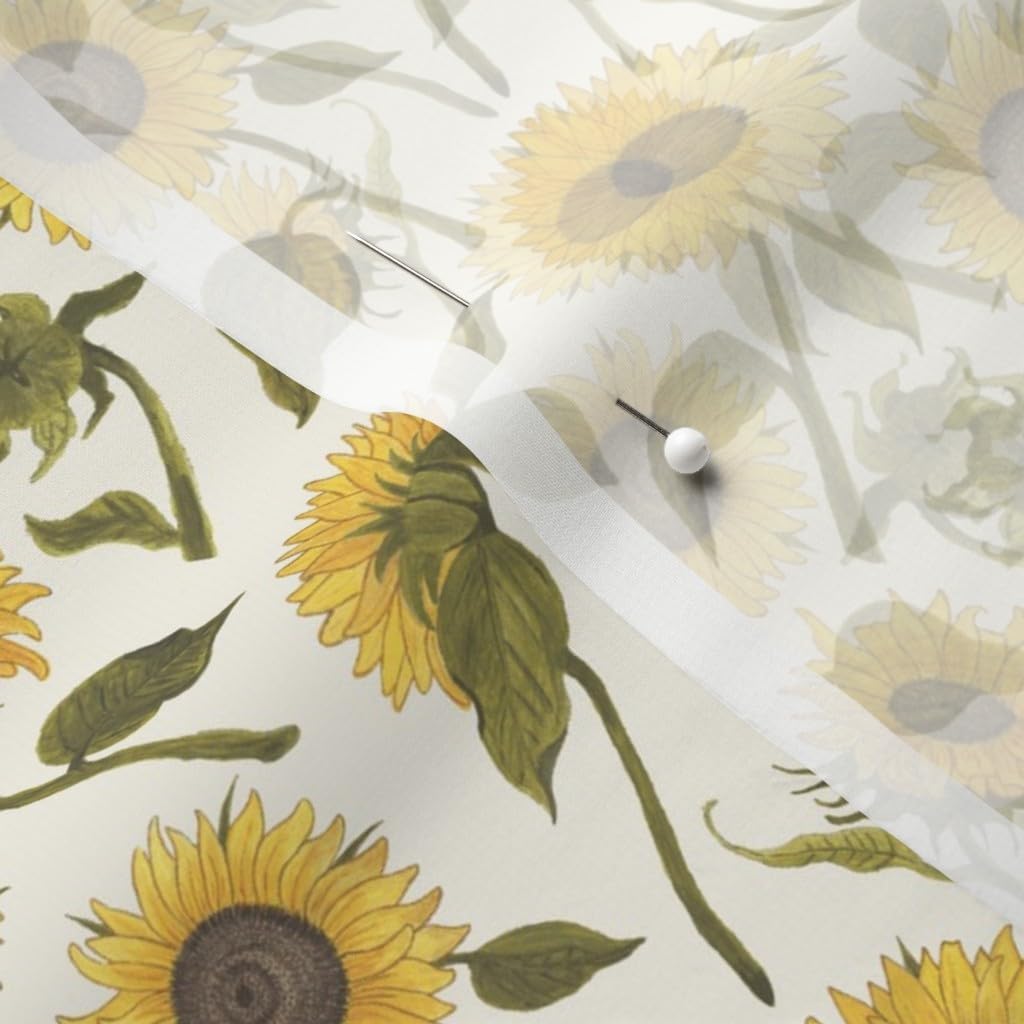 Spoonflower Fabric - Sunflower Sunflowers Painted Floral Flower Printed on Chiffon Fabric by The Yard - Sewing Fashion Apparel Dresses Home Decor