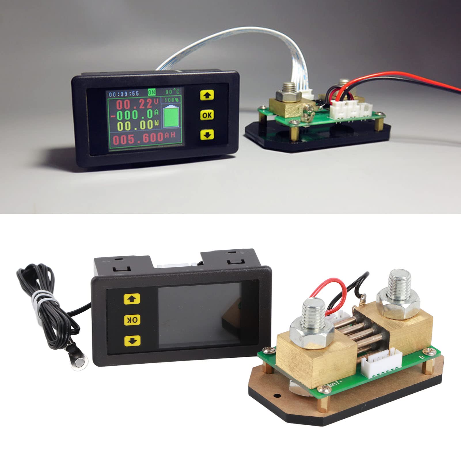 Pissente Probador Multifuncional ABS PCB Medidor de Potencia Probador de Batería 0,01 A 500 V 0 A 1000 A Monitor de Temperatura LCD Bidireccional para Usuarios de Carga y Descarga de Batería (500A)