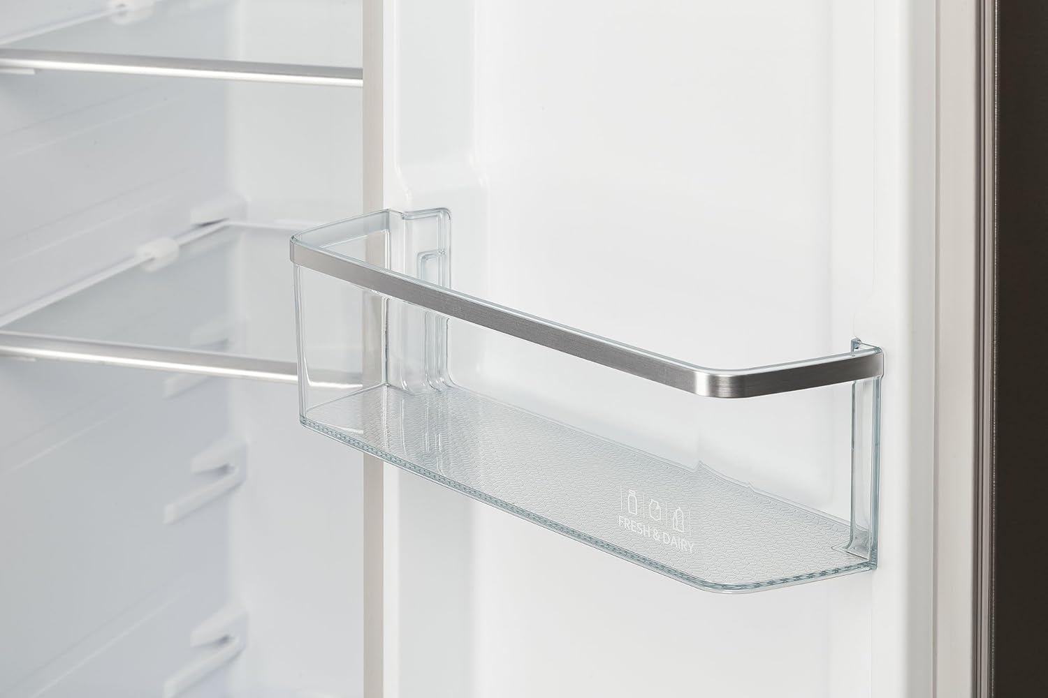Close-up of a door bin in the refrigerator