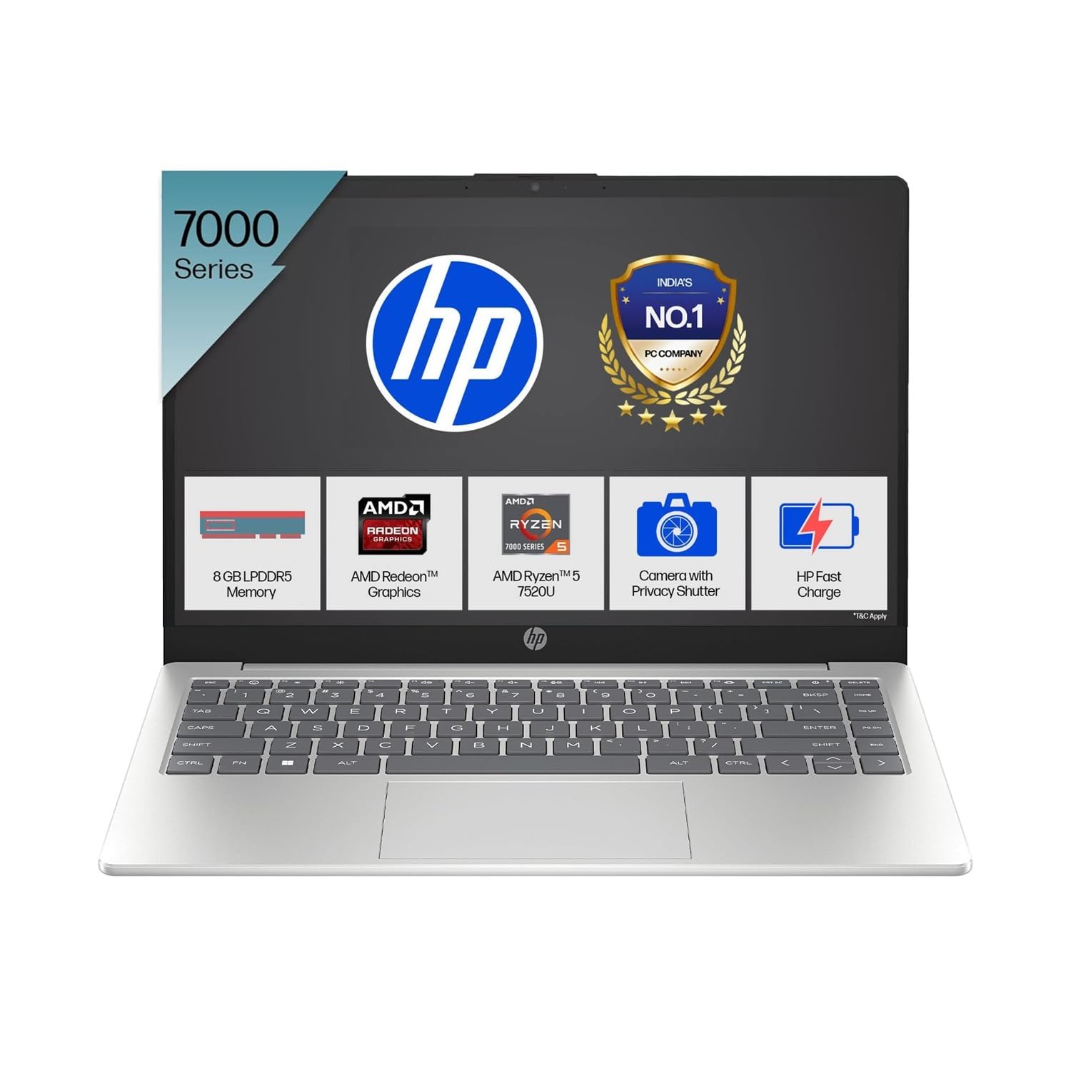 HP Laptop 14, AMD Ryzen 5 7520U, 14-inch (35.6 cm), FHD, 8GB LPDDR5, 512GB SSD, AMD Radeon Graphics, FHD Camera w/Privacy Shutter, Backlit KB (Win 11, MSO 2021, Silver, 1.4 kg), em0026AU HP Laptop 14, AMD Ryzen 5 7520U, 14-inch (35.6 cm), FHD, 8GB LPDDR5, 512GB SSD, AMD Radeon Graphics, FHD Camera w/Privacy Shutter, Backlit KB (Win 11, MSO 2021, Silver, 1.4 kg), em0026AU