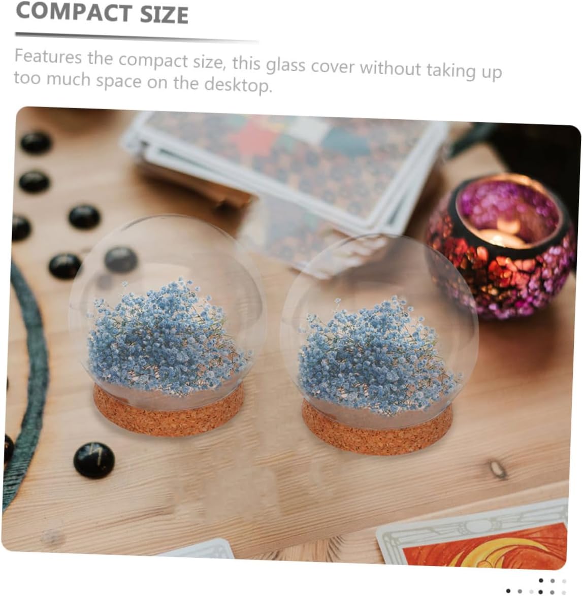 PRETYZOOM 4pcs Transparent Glass Dome with Cork for Preserved Flower Display Elegant Decorative Cover for Weddings Parties and Home Decor for Centerpieces
